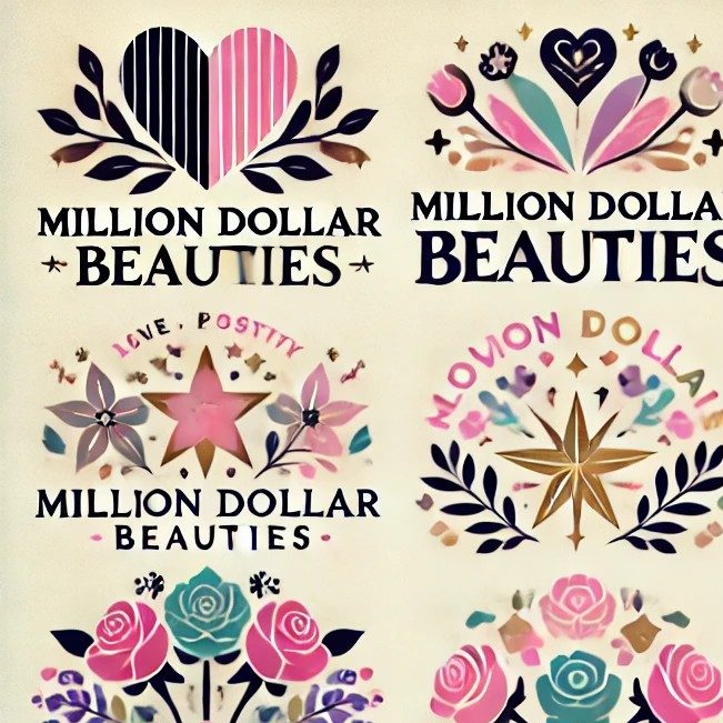 Colorful illustrations of flowers and stars with the text "Million Dollar Beauties."