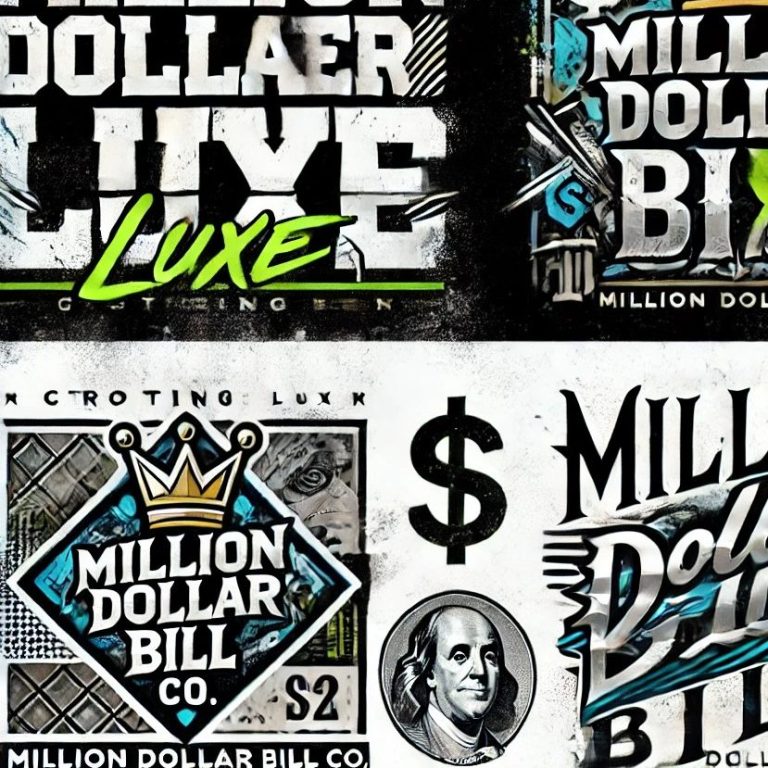 Design featuring "Million Dollar Bill Co." with dollar signs and vibrant graphics.